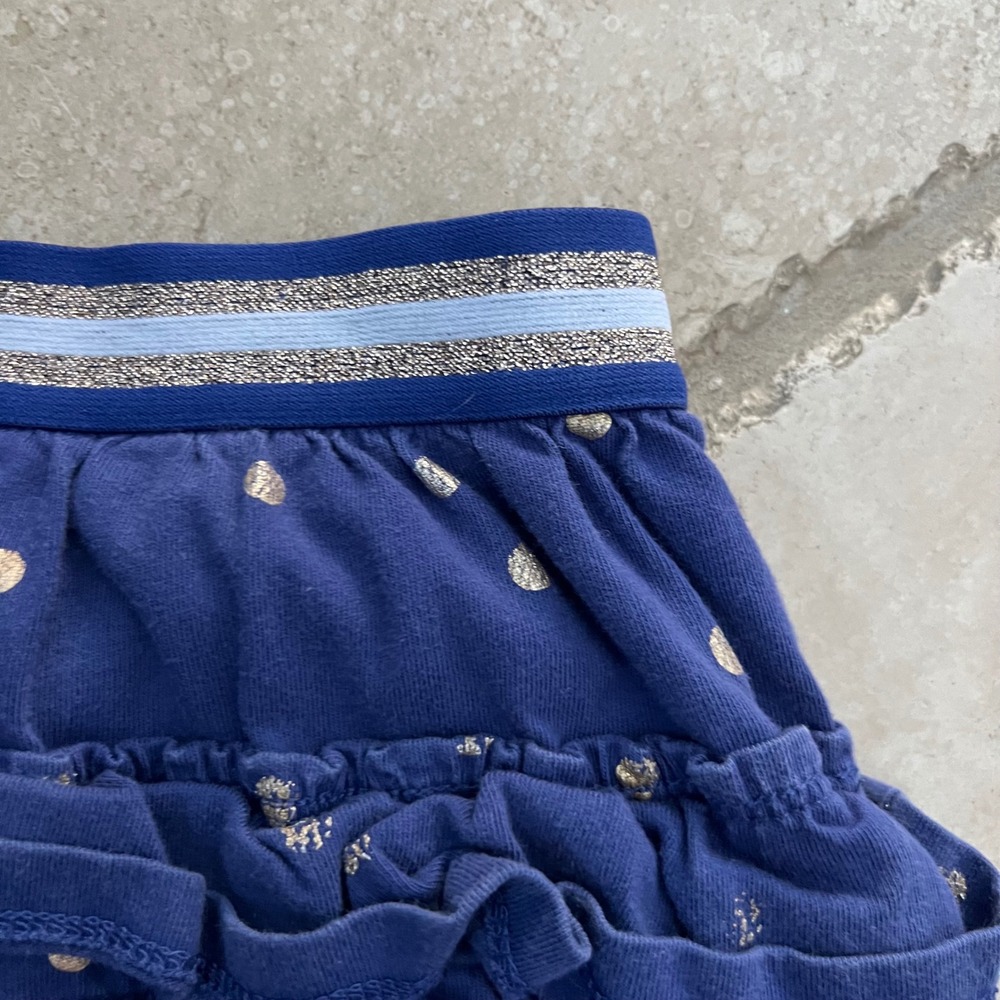 Mini Boden Girls 6-7Y Skirt Navy Gold Metallic Polka Dot Tiered Ruffle Skort - Picture 4 of 7